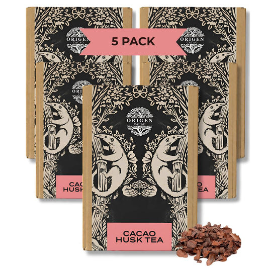 Origen Cacao Husk Tea | 100% Natural Zero Sugar, Caffeine-Free Cacao Shell Tea BULK PACKAGE 40 oz/1125 grams