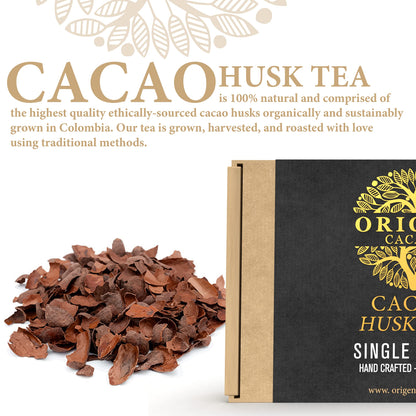 Origen Cacao Husk Tea | 100% Natural Zero Sugar, Caffeine-Free Cacao Shell Tea | Refreshing Coffee Alternative | Irresistibly Delicious Cacao Superfood