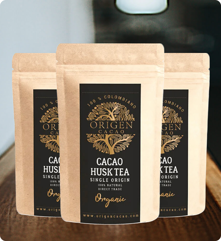 Caffeine-free, natural cacao tea with benefits.